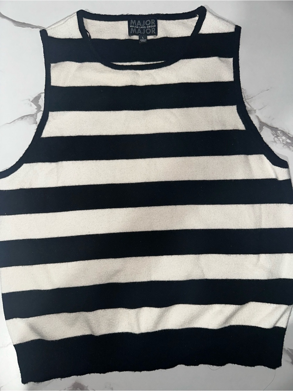 Major Label Group Black and White Striped Knit Tank